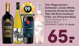 SPAR Thor Negroamaro / Zinfandel / Crudo White / Scáranto Governo / Villa del Rose Rosé tilbud
