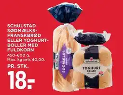 MENY SCHULSTAD SØDMÆLKS FRANSKBRØD ELLER YOGHURTBOLLER MED FULDKORN tilbud