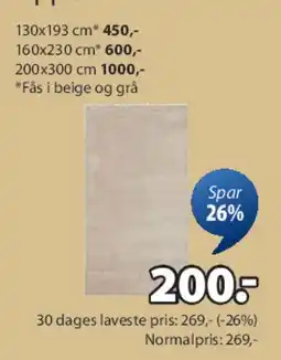 JYSK FIRBLAD tæppe tilbud