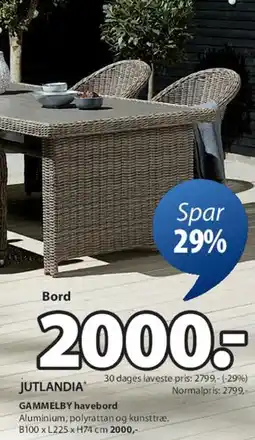 JYSK GAMMELBY havebord tilbud