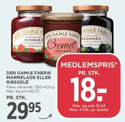 MENY Den Gamle Fabrik marmelade / ribsgele tilbud