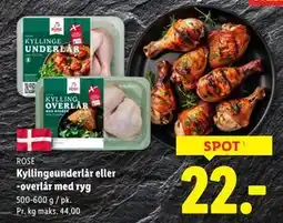 Lidl Kyllingeunderlår eller -overlår med ryg tilbud