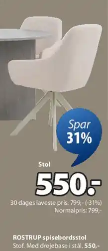 JYSK ROSTRUP spisebordsstol tilbud