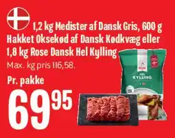 Min Købmand Medister / Hakket oksekød / Hel kylling tilbud