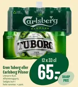 Min Købmand Grøn Tuborg eller Carlsberg Pilsner tilbud