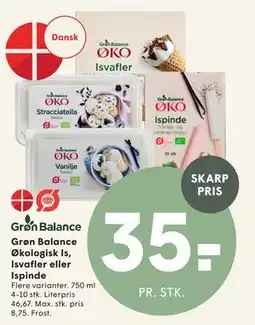 SPAR Grøn Balance Økologisk Is, Isvafler eller Ispinde tilbud