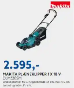 Davidsen Makita plæneklipper 1 x 18 v dlm330sm tilbud