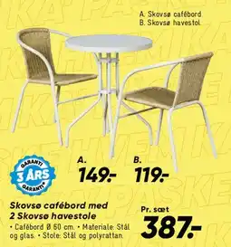 Bilka Skovse cafébord med 2 Skovse havestole tilbud