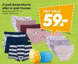 Bilka 3-pak boxershorts eller 4-pak trusser tilbud