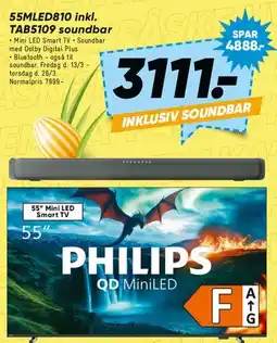 Bilka Philips 55 QD MiniLED Smart TV (55MLED810) incl. TAB5109 soundbar tilbud