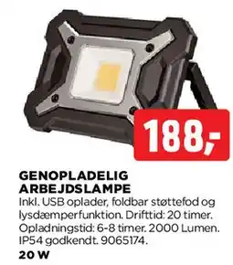 jem & fix Genopladelig arbejds-/LED-lampe tilbud