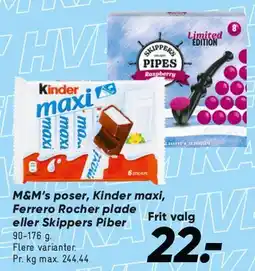 Bilka M&M's poser, Kinder maxi, Ferrero Rocher plade tilbud