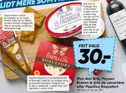 Bilka Mon Ami Brie / Paysan Breton Le Brie de Caractère / Papillon Roquefort tilbud