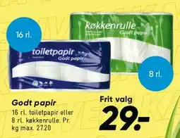 Bilka Godt papir (toiletpapir eller køkkenrulle) tilbud
