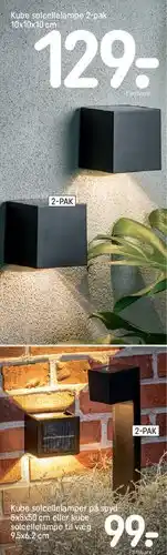 REMA 1000 Kube solcellelampe 2-pak tilbud