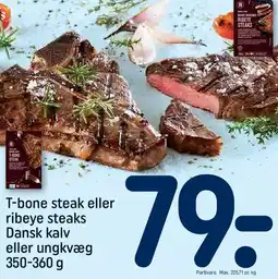 REMA 1000 T-bone steak eller ribeye steaks tilbud