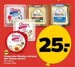 Netto Cheasy eller Riberhus skiveost eller Cheasy havarti tilbud