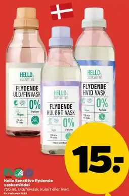 Netto Hello Sensitive flydende vaskemiddel tilbud