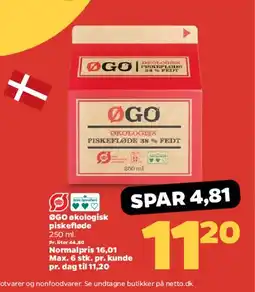 Netto ØGO økologisk piskefløde 35% fedt tilbud