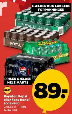 Netto Royal, Pepsi eller Faxe Kondi (kasse) tilbud
