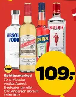 Netto Spiritusmarked (Absolut, Aperol, Beefeater, O.P. Anderson) tilbud