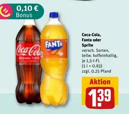 REWE DE Coca-Cola, Fanta oder Sprite tilbud