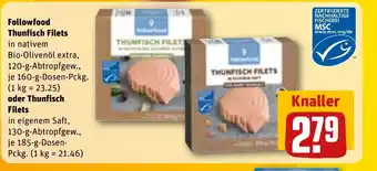REWE DE Followfood Thunfisch Filets oder Thunfisch Filets tilbud