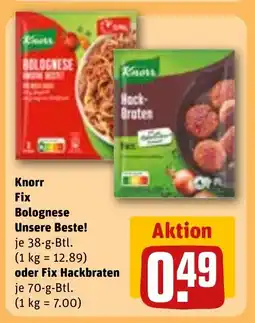 REWE DE Knorr Fix Bolognese Unsere Beste! oder Fix Hackbraten tilbud