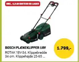 XL-BYG Bosch plæneklipper 18v tilbud