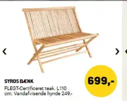 XL-BYG Syros bænk tilbud