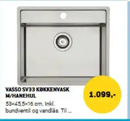 XL-BYG Vasso SV33 køkkenvask M/hanehul tilbud