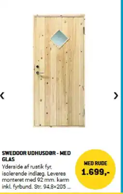 XL-BYG Swedoor udhusdør-med glas tilbud