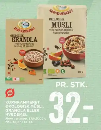 MENY Kornkammeret økologisk müsli, granola eller hvedemel tilbud