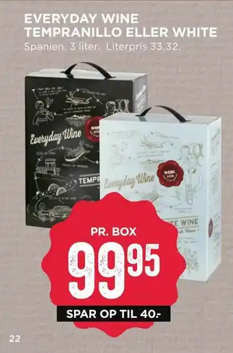 MENY Everyday wine tempranillo eller white tilbud