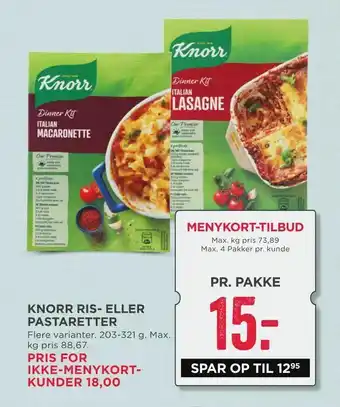MENY Knorr ris- eller pastaretter tilbud