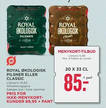 MENY Royal økologisk pilsner eller classic tilbud
