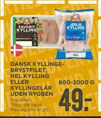 MENY Dansk kyllingebrystfilet, hel kylling eller kyllingelår uden rygben tilbud