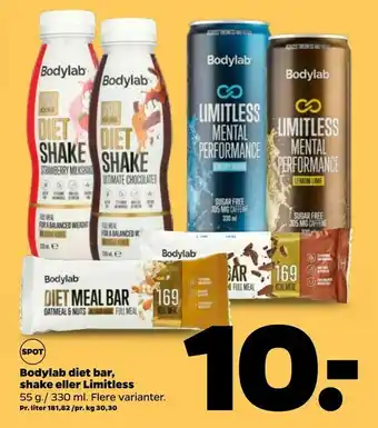 Netto Bodylab diet bar, shake eller Limitless tilbud