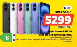 Power Apple iPhone 16 128 GB Fang det med Kamerabetjening. tilbud