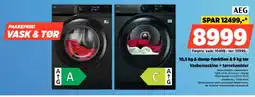 Power AEG damp-funktion & 9 kg tør Vaskemaskine + tørretumbler tilbud