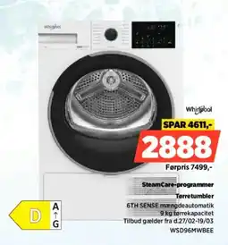 Power Whirlpool SteamCare-programmer Tørretumbler tilbud