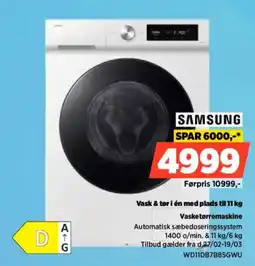 Power Samsung vask & tør i én med plads til vasketørremaskine tilbud