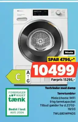 Power Miele Testvinder med damp Tørretumbler tilbud