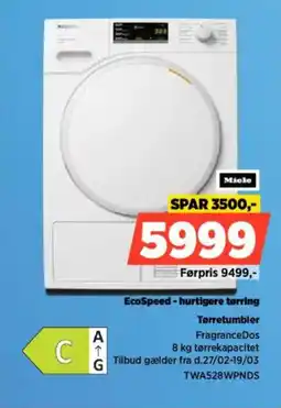 Power Miele EcoSpeed-hurtigere tørring Tørretumbler tilbud