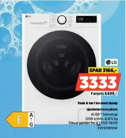 Power LG Vask & tør i én med damp Vasketørremaskine tilbud
