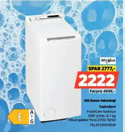 Power Whirlpool 6th Sense-teknologi Topbetjent tilbud