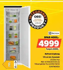 Power Electrolux NoFrost & lydsvag int. fryseskab tilbud