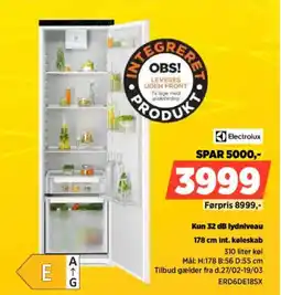 Power Kun 32 dB lydniveau int. køleskab tilbud