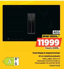 Power AEG Touch display & stegetermometer induktionsemhætte tilbud