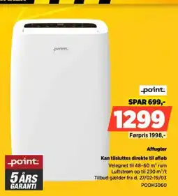 Power Point affugter kan tilsluttes direkte til afløb tilbud